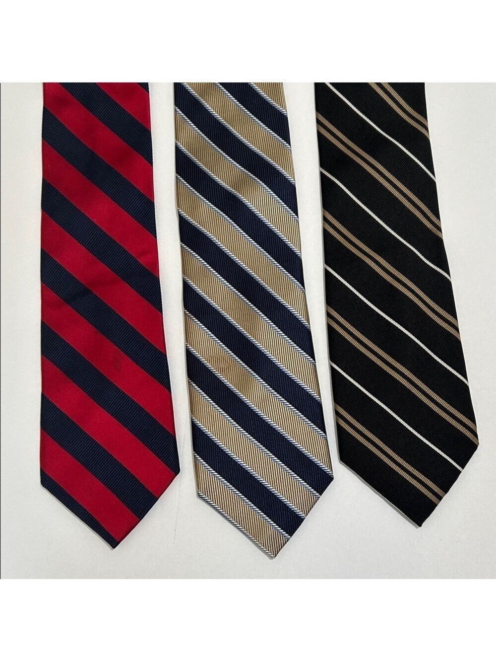 Chaps Striped Red, Blue, and Black Repp Ties. Set of 3. Preowned.
